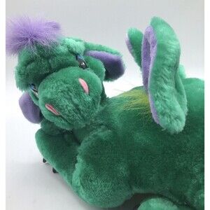 Rare VTG BUSCH GARDENS Green 16" Plush‎ Dragon "Land Of The Dragons" Stuffed